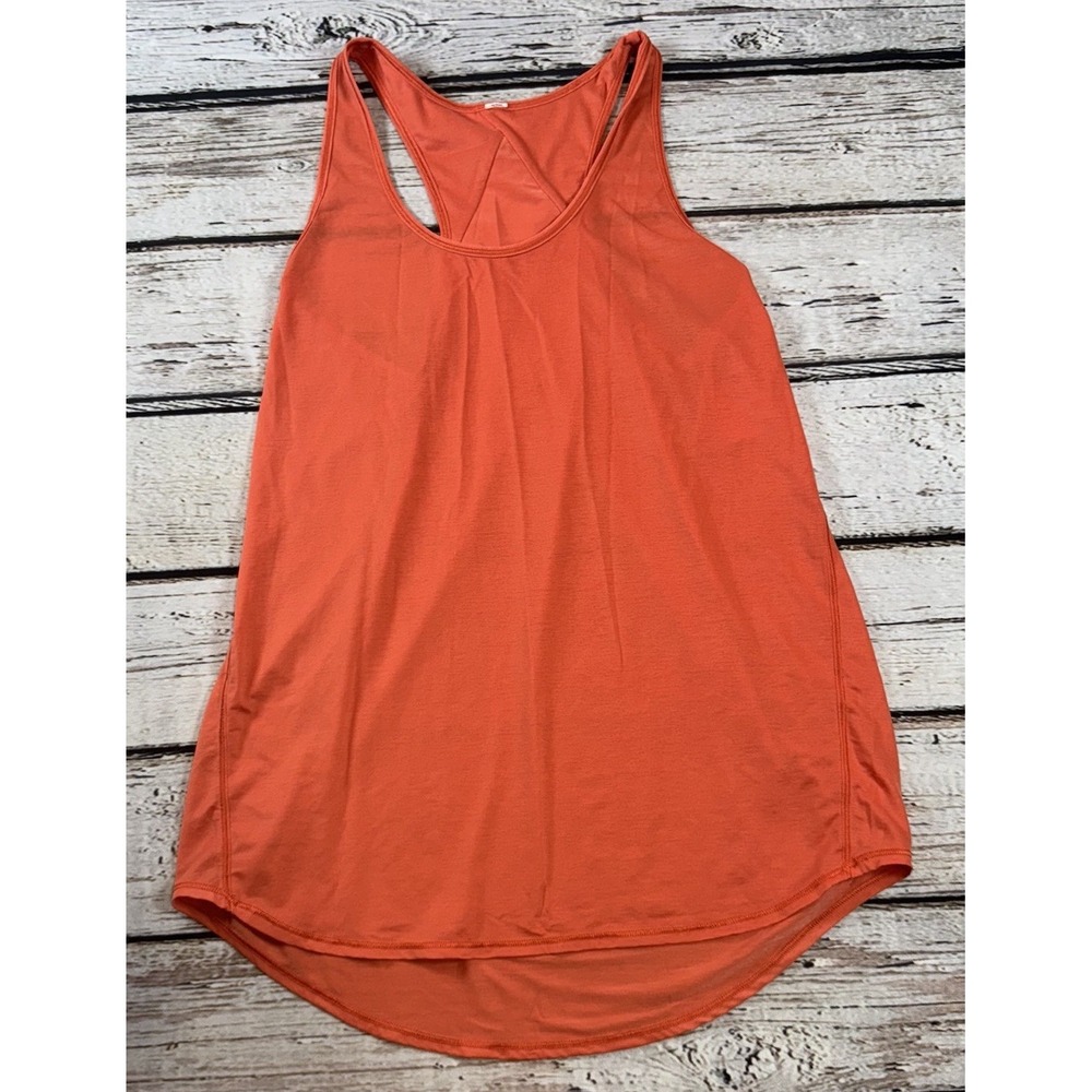 Lululemon Womens Orange‎ Loose Fit Sleeveless Racerback Tank Top No Size 4?